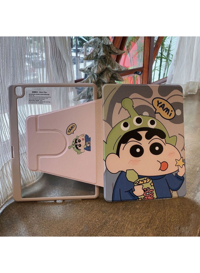 Suitable For Apple Ipad10 Generation Protective Case Air5 Anti-Bending Cartoon Rotating Stand 11inch Pro Protective Case Customization-Color:Xiaoxin Snacks-Applicable Models:Air4/5 10.9inch /2024air 11inch General